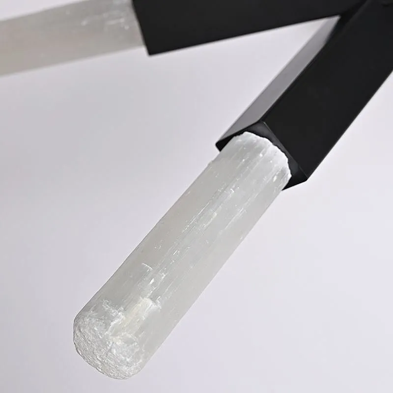 Modern Minimalist Combination Bronze Finish Natural Selenite Stone Hanging Lights Restaurant Pendant Lights