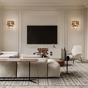 Handmade smoke grey water ripple texture glass wall light for dining room, living room, bedroom