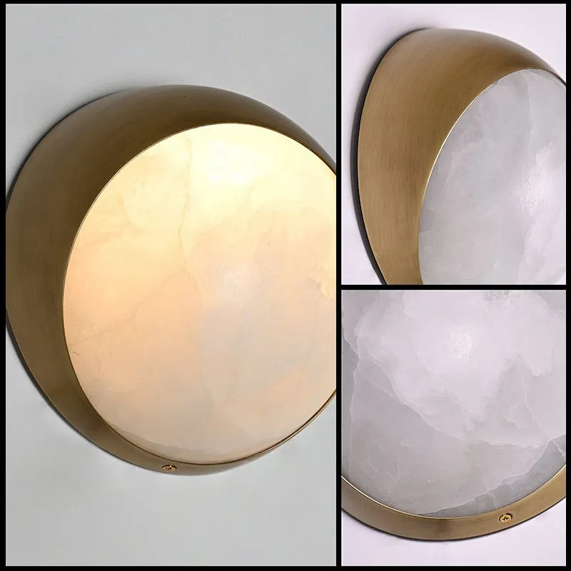 Luxury antique brass hand dyeing finish opal alabaster wall lamp