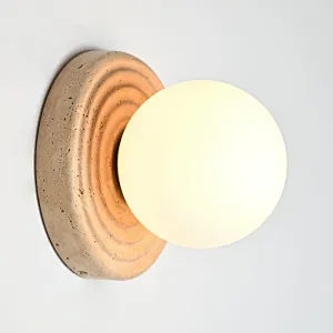 Opal glass ball travertine base sand painting art wall light