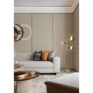 Creative sunrise 3 heads luxury antique brass hand dyeing finish alabaster standing floor lamp for living room bedroom