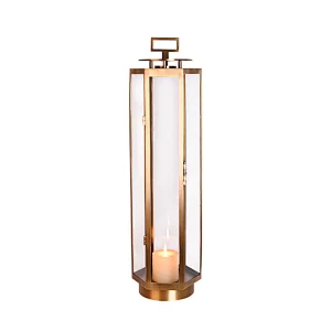 Hand dying brushed antique brass hexagonal windshield copper hand-held portable lantern