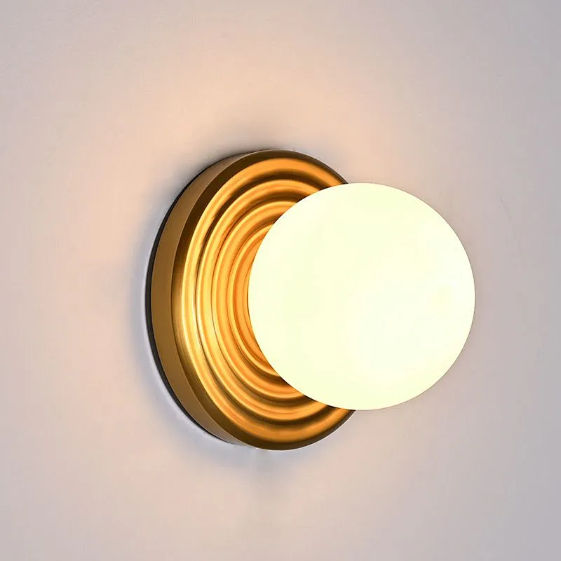 Opal glass ball antique brass base sand painting art wall light