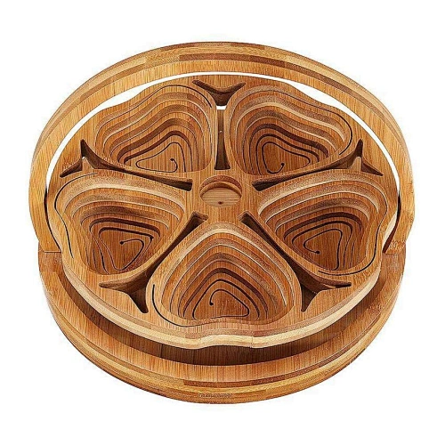 Factory Natural Bamboo Folding Collapsible Fruit Basket