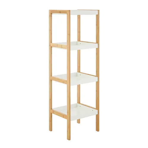 Cheaper Bamboo Shelf White 4 Tier Storage Shelf Unit