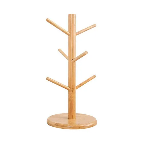 Multifunctional kitchen storage removable mug holder standing bamboo coffee cup holders