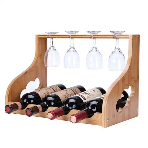 Natural bamboo countertop glass holder  wine racks for home