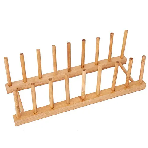 Multifunctional Bamboo Dish Drying Rack Cup Bowl Pot Lid Rack and Book Holder