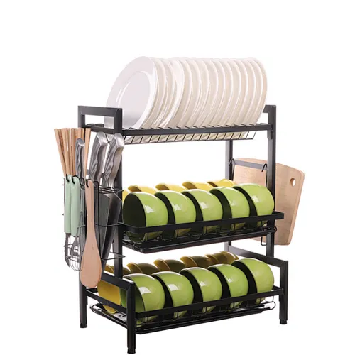 Eco-friendly 2 Tier Stainless Steel Kitchen Cooking Tools Collapsible Utensils Holder Drying Rack