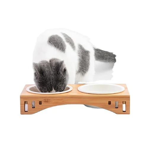Perfect bamboo Stand Dog Pet Bowl Stand