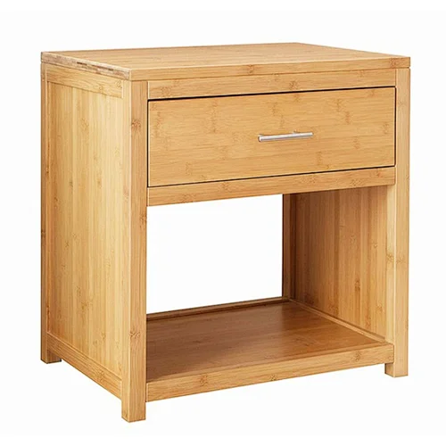 Bamboo Bedroom Nightstand with a Drawer Bedside Table  Storage Cabinet