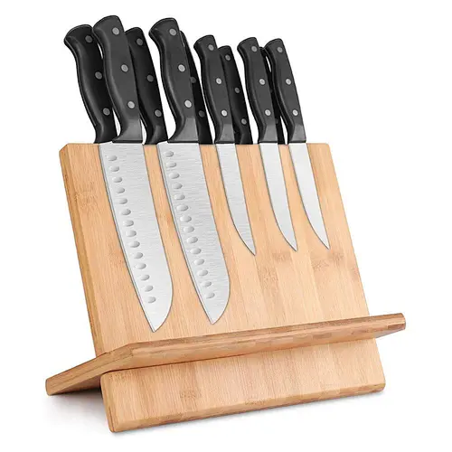 Wholesale Double Sided Magnetic Bamboo Knife Cutlery Organizer, Knife Storage Display Rack
