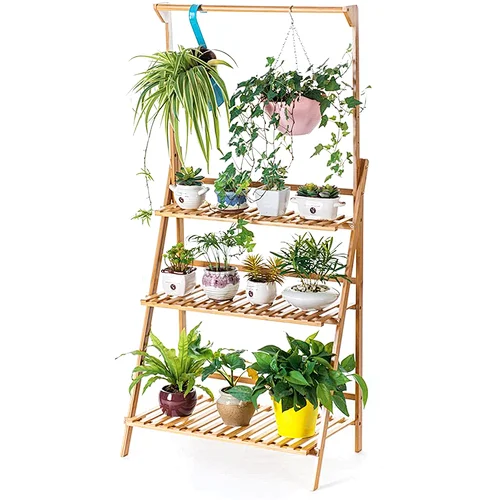 Bamboo Multilayer Flower Plant Rack Shelf For Home