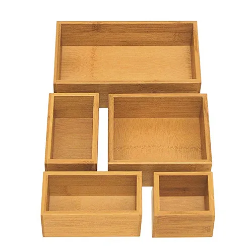 Classics 5-Piece Bamboo Storage Box Drawer Organizer For Kitchen