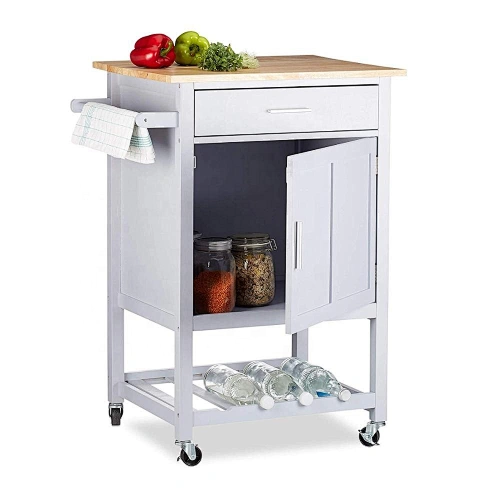 Kitchen Furniture  Island Serving Cart With Wheels Drawer and shelves