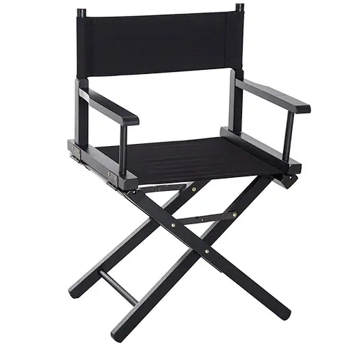 Folding Wooden Director Chair Black Frame with Black Canvas