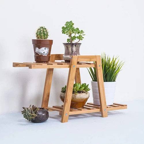 Mini Bamboo Wooden Flower Plant  Stand Storage Rack