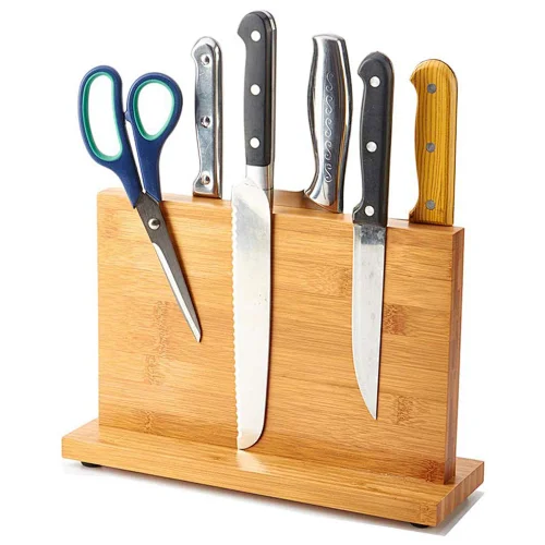 Kitchen Moso Natural Bamboo Magnetic Knife Block with Double Side Strongly Magnetic