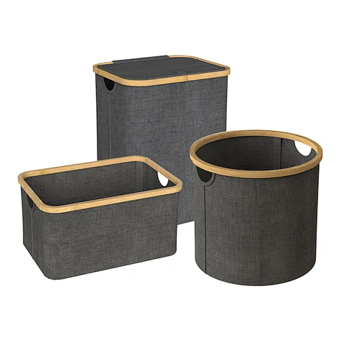 Collapsible Bamboo Toy Storage Box Laundry Basket