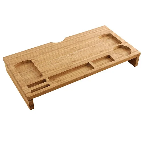100% Eco-Friendly Natural and Recycled Bamboo Monitor Laptop Stand Desk Organizer