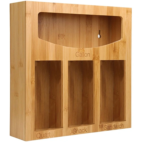 Bamboo Kitchen Organizer Storage Boxes Ziplock Bag Storage