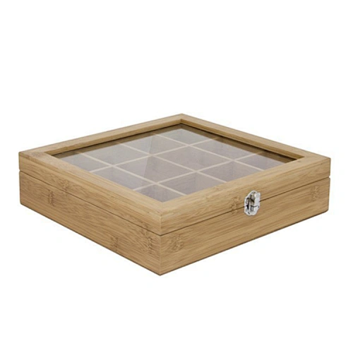 Natural solid bamboo tea storage chests with acrylic lid