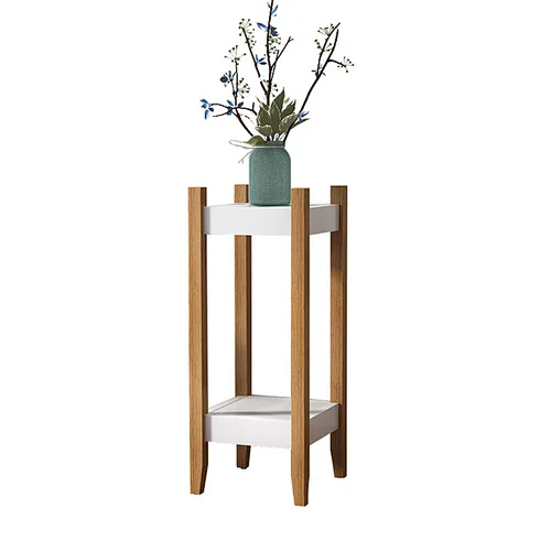 Walnut Wooden Plant Flower Stand Pot Simple Double Bonsai Frame