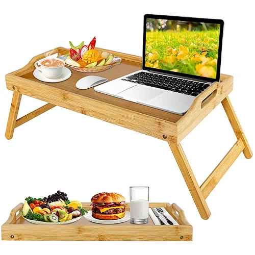 Laptop Desk Bed Tray Table Folding Low Table Bamboo Portable Foldable Table