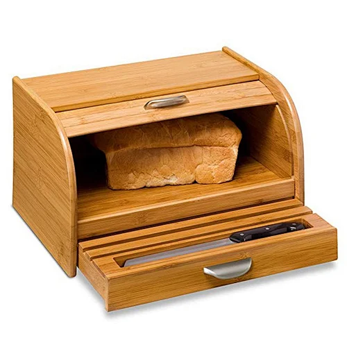 Bamboo Bread Box For Kitchen