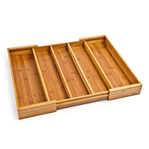 Expandable Bamboo Cutlery Tray Kitchen Drawer Organizer