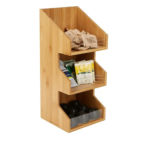 Bamboo Condiment and Coffee Accessories Organizer