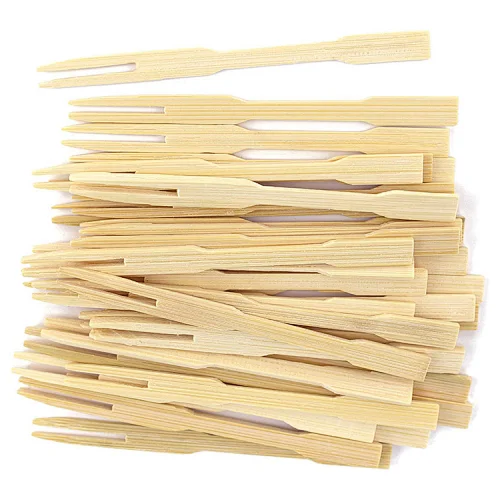 Wholesale 100% Natural Bamboo Mini Forks Bamboo Sticks For Fruit