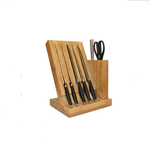 Kitchen knife set bamboo holder  with cutting board