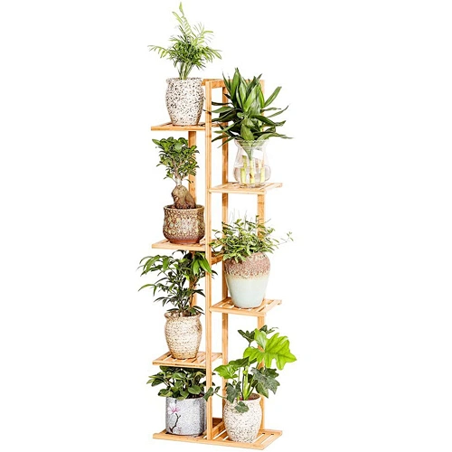 Outdoor Bamboo 6 layer Display Home Garden Flower Rack Shelf Plant Stand