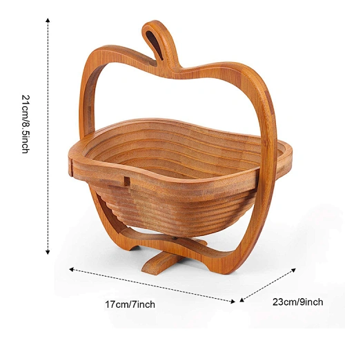 Collapsible Bamboo Fruit Basket Dried Fruit Basket Tray Snack Box Holiday Food Tray Fruit Bowl Holder