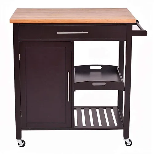 Kitchen Furniture Utility  Rolling Storage Island Serving Cart With Wheels