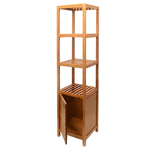 Natural Carbonized Horizontal Solid Bamboo Bathroom Rack Shelf Cabinet