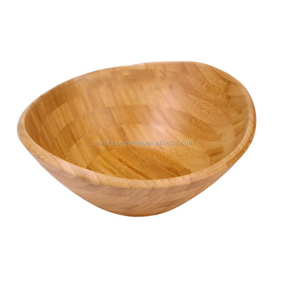 Wholesale multifunctional Personalized Wave Natural Bamboo Salad Bowl