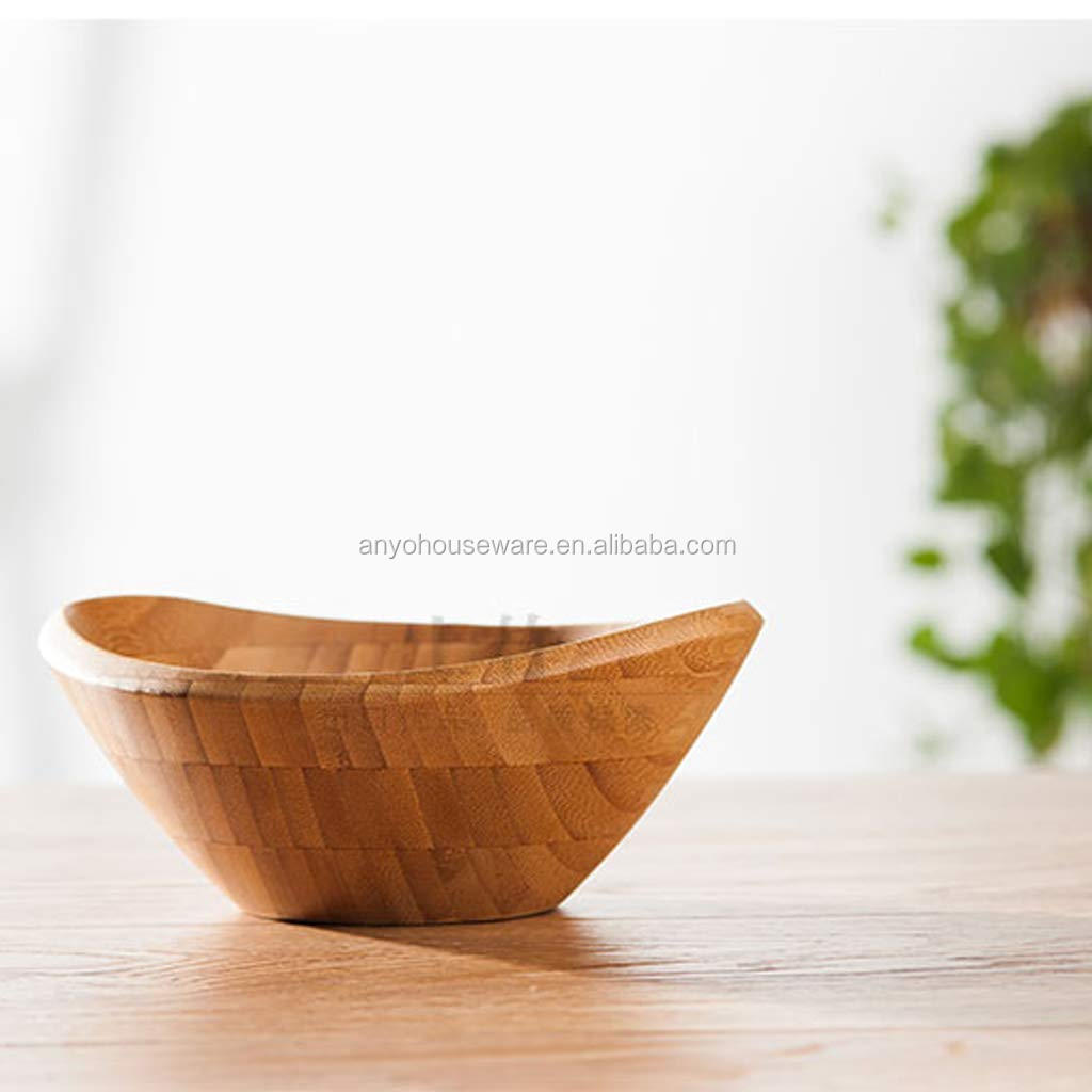 Wholesale multifunctional Personalized Wave Natural Bamboo Salad Bowl