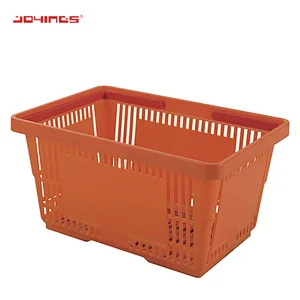 Stocked Plastic Shopping Basket PP Shopping Basket for Supermarket High Quality Pink stackable basket