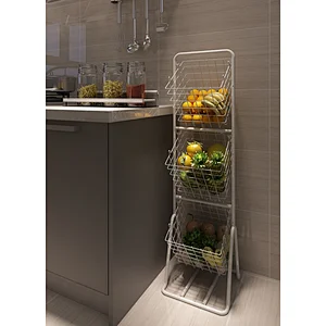 Fruit Racks Vegetable Stands Wire Grid Basket Use Kitchen Storage Shelf Customized Retail Store Easy Assemble Tier Home Steel