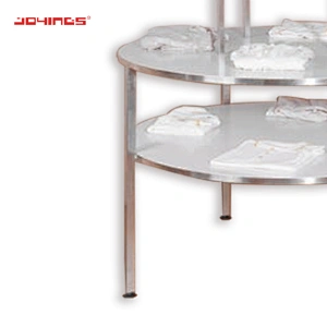 Stainless Steel MDF Round Table Pop Floor Standing Garment Display