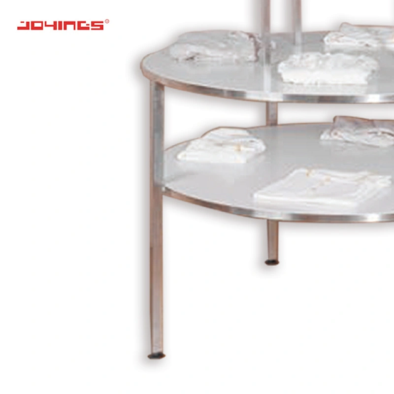 Stainless Steel MDF Round Table Pop Floor Standing Garment Display
