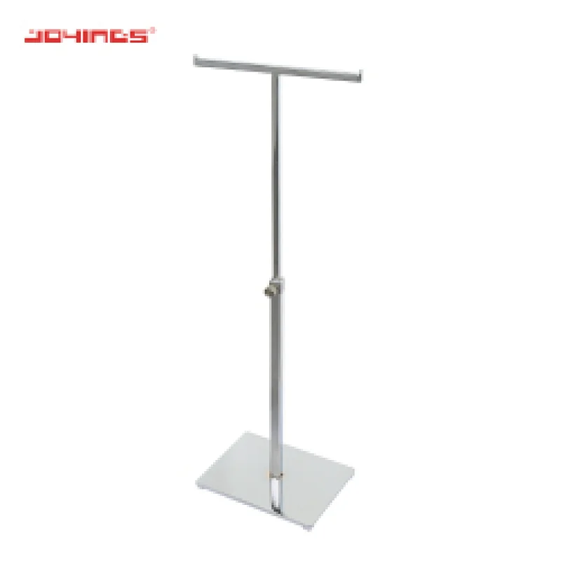 Boutique Multi-functional floor stand Stainless Steel Adjustable Clothes Display Stands L Arm Rack in Shopping Mall