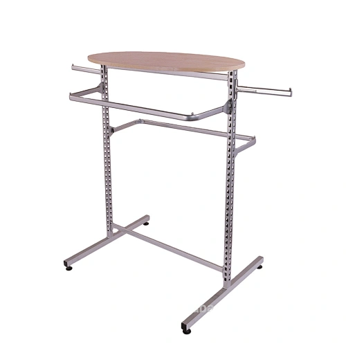 Floor Standing Wood Top Clothes Display Stand with hanging bar