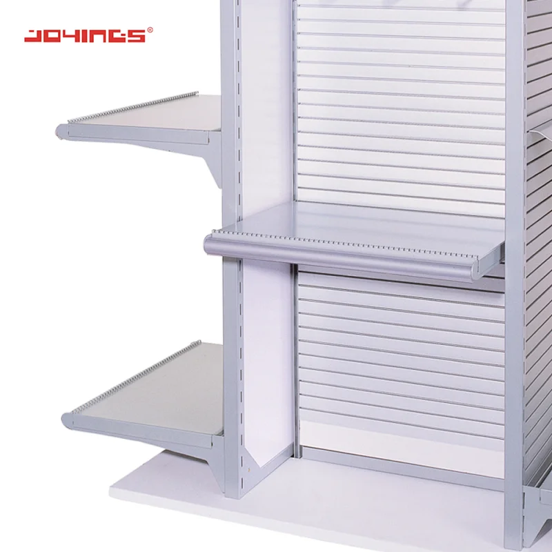 Multi-Functional Easy to Assemble Double Sided Aluminum Slatwall Display Stand for Supermarket Display Products