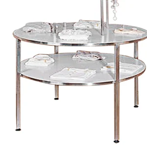 Stainless Steel MDF Round Table Pop Floor Standing Garment Display
