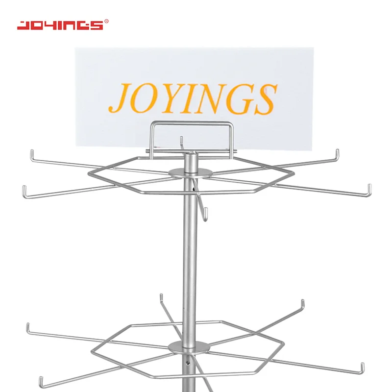 Metal Rotating Display Stand with Hooklayer Spinning Floor Hanging Wire Jewelry Display Rack Socks Display Stand Shops JOYINGS