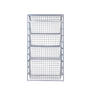 4 Sliding Basket Set Powder Coating Wire Storage Basket Organizer Mesh Basket Shelving Organizer