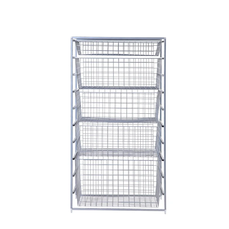 4 Sliding Basket Set Powder Coating Wire Storage Basket Organizer Mesh Basket Shelving Organizer